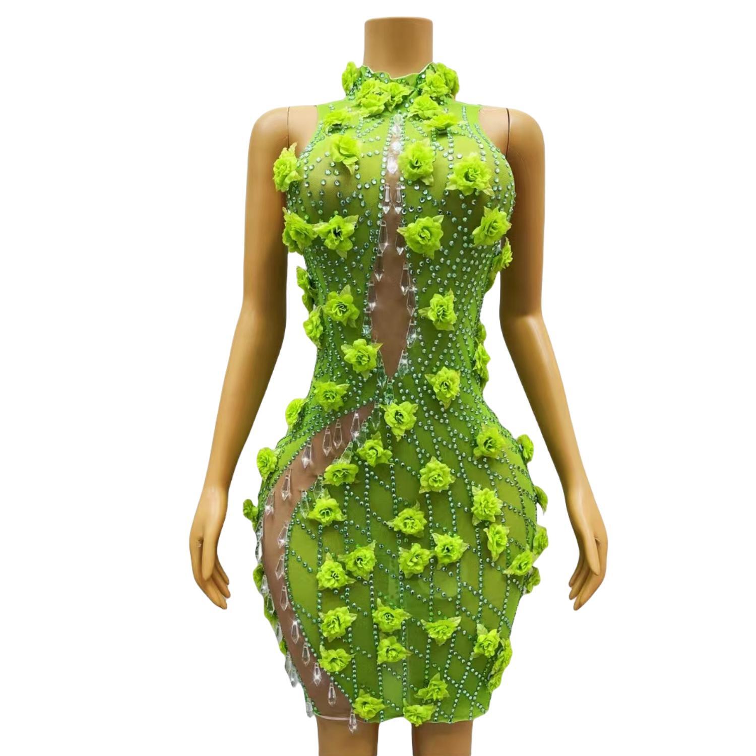 Sparkly Rhinestone Club Party Dress - 세련된 반짝 이는 크리스탈 라인 석