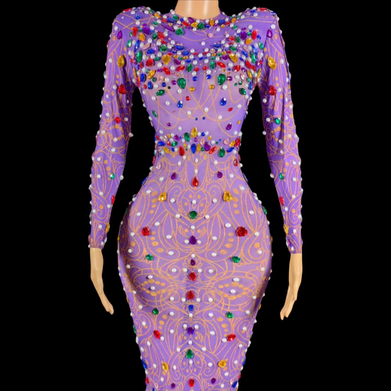 반짝 이는 라인 석 보라색 인어 드레스 하이 엔드 클럽 - Sparkly Rhinestone Club Party Dress 리뷰 및 가격