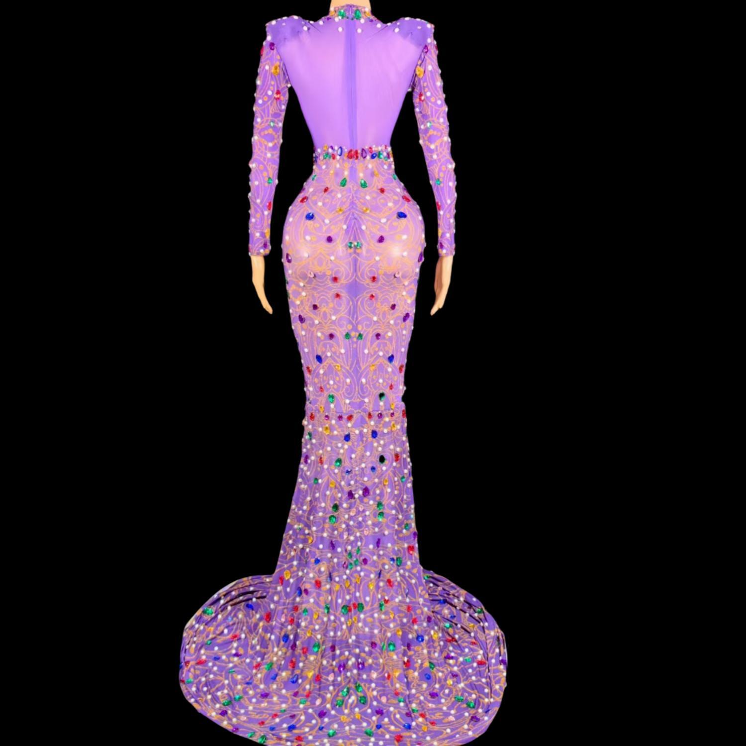 반짝 이는 라인 석 보라색 인어 드레스 하이 엔드 클럽 - Sparkly Rhinestone Club Party Dress 리뷰 및 가격