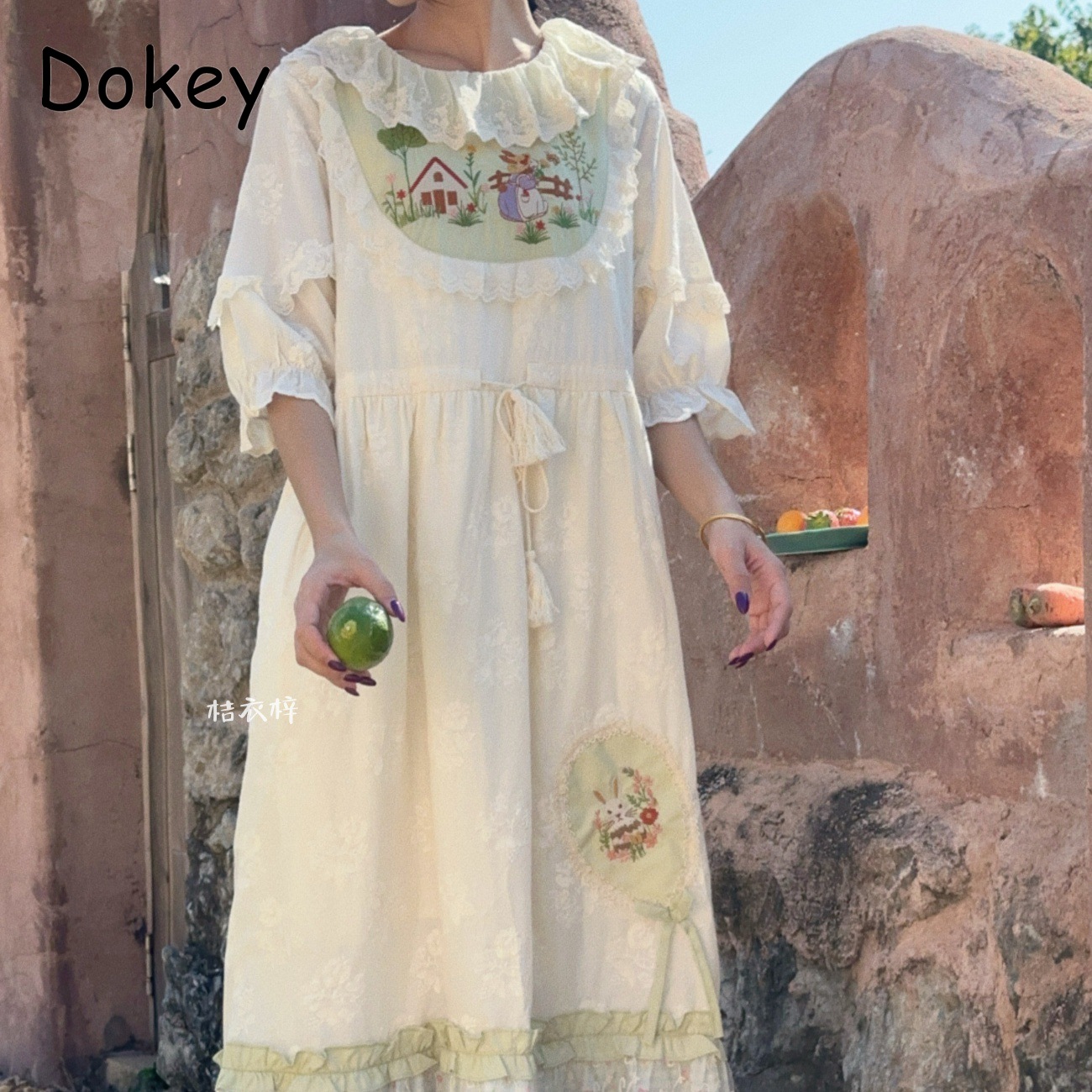빈티지 자수 꽃무늬 요정 미디 드레스 여성 일본 모리걸 - French Vintage Floral Midi Dress 리뷰 및 가격