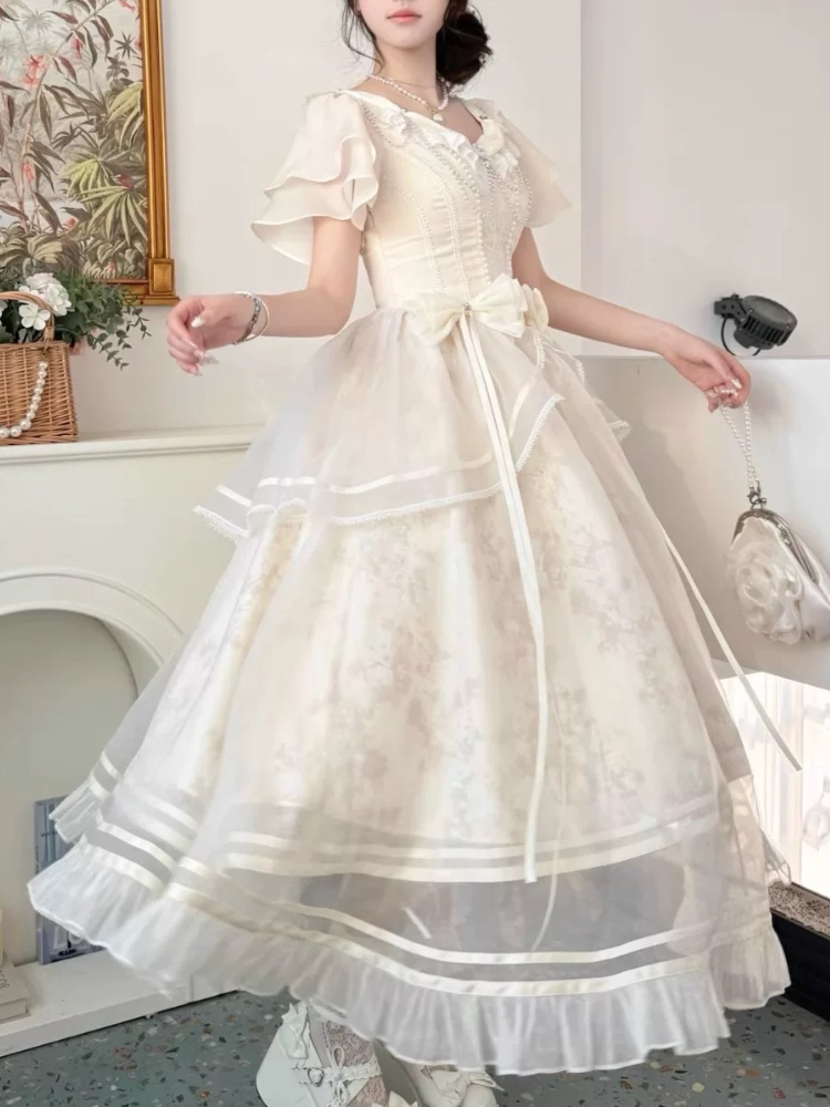 포레스트 스타일 달콤한 빈티지 보우 디자인 드레스 여성 - French Vintage Floral Midi Dress 리뷰 및 가격