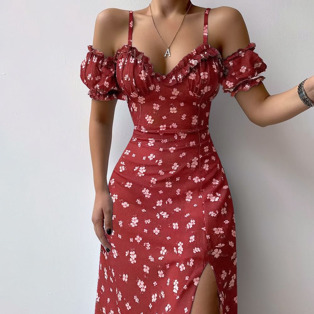 여성용 여름 플로럴 드레스, 프랑스풍 빈티지 스타일,  - French Vintage Floral Midi Dress 리뷰 및 가격